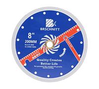 Super Thin Diamond Cutting Disc with X Teeth,BRSCHNITT 200mm x Arbor 25.4mm-22.23mm-16mm Tile Cutting Disc for Dry/Wet Cutting Porcelain Tile Ceramic Marble Granite