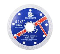 Super Thin Diamond Porcelain Cutting Disc with X Teeth,BRSCHNITT 115mm x Arbor 22.23mm Diamond Cutting Disc for Dry/Wet Cutting Porcelain Tile Ceramic Marble Granite