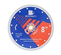 Super Thin Diamond Porcelain Cutting Disc with X Teeth,BRSCHNITT 8 Inch (200mm) Diamond Cutting Disc with Reinforced Core Center for Dry/Wet Cutting Porcelain Tile Ceramic Marble Granite