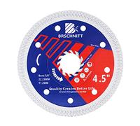 Super Thin Diamond Porcelain Saw Blade with X Teeth,BRSCHNITT 4-1/2 Inch (115mm) Diamond Cutting Disc with Reinforced Core Center for Dry/Wet Cutting Porcelain Tile Ceramic Marble Granite