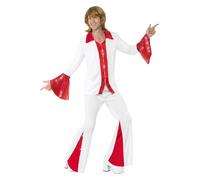 Smiffy's Adult Men's Super Trooper Costume, Shirt And Trousers, 70 Disco, - costume super trooper 70s mens fancy dress disco outfit 1970s adult