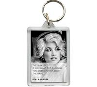 Super Universe Dolly Parton Rainbows Quote Acrylic Keyring - Famous Quotes Collectible, 4.2 x 6.2cm