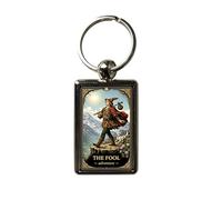 Super Universe Tarot Card Keyring - Witchy Gothic Keychain - Choose Your Card (Moon, Sun, Star, Death, Lovers, Fool, High Priestess) - Spiritual Gift (Fool)