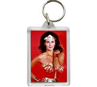 Super Universe Wonder Woman Lynda Carter Pose Acrylic Keyring - Classic TV Collectible - 4.2 x 6.2cm