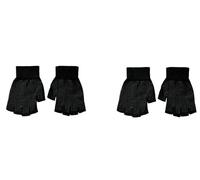 Super Value Thermal Black Winter Girls Boys Fingerless Gripper Gloves Unisex Children's Magic Stretch Finger-less Gripper Gloves (BLACK - 2 Pairs)