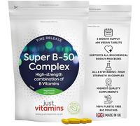 Super Vitamin B-50 Complex | x90 High Strength Tablets Containing All 8 B Vitamins - VIT B1 Thiamine, B2, B3 Niacin, B5, B6, B7 Biotin, Inositol, B9 Folic Acid & B12. UK Made from Non Yeast Source