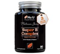 Super Vitamin B Complex - High Absorption Methylated B Vitamins - 90 Timed Release Vegan Tablets - 3 Month Supply - All 8 B Vitamins B1, B2, B3, B5,