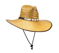 Super Wide Brim Cowboy Hat, Large Palm Leaf Straw Sun Cap, Lightweight, Flex Fit, Chin Strap Natural, Natural, One size