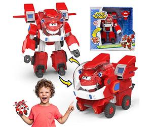 Super Wings EU750321 Robot Suit with Mini Jett Transforming Figure Plane Vehicle Playset Toys for 3+ Years Old Boys Girls, Red, 7'