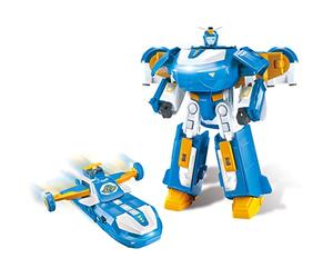 Super Wings EU760888 World Aircraft Robot with Cool Light & Sound Effects, w/a 2'' Jett Transform-a-Bot Toy for 3+ Year Old Boy Girl