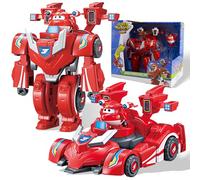 Super Wings EU770351 Super Robot Suit Jett, Approx. 18 cm Transformable Toy Figure, 2-in-1 Robot Suit and Super Car, for Children from 3 Years