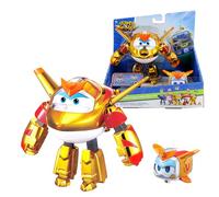 Super Wings EU770441 Golden Boy & Pet Transformable Transformable Figure Approximately 12 cm Tall with Pet Approximately 4.3 cm Tall for Children from 3 Years