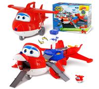 Super Wings Jett's Takeoff Tower 2-in-1 Airplane Toys Playset with 2" Jett Mini Figure Transform-a-Robots, Toys for Preschool Kids, Gifts for Boys and