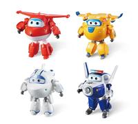 Super Wings Season 3 Playset Headquarters, Transformable Robot Figures, Cartoon Toy for Children 3 4 5 6 7 8 Years Old Boy Girl, Jett/Paul/Donnie/Astra, Multi-Coloured
