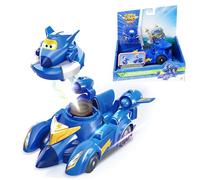 Super Wings Spinning Jerome & Vehicle, 2-in-1 Spinning or Vehicle Mode Press the Button Pop Out Battle Toy for 3 4 5 6 7 8 Years Old Children Gift