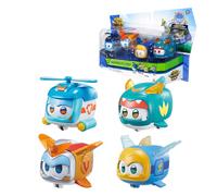 Super Wings Super Pets 4 Pieces Shine, Golden Boy, Jerome, Ellie, with Switchable Face Expression, with Flash Effect, Portable, Toy for 3 4 5 6 7 8 Years Old Boy Girl 2 Inch