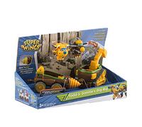 Super Wings Todd & Donnie's Connectable Vehicles Excavator Toys + 2 Transform-a-Bot Todd/Donnie, Child Toy 3 4 5 6 7 8 Years Boy Girl