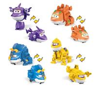 Super Wings Transformable Figures, Pack of 4 Pack, 5cm Sally, Steggo, Trico & Brachy, Toys for Children 3+ Years, No Batteries, Safe ABS Plastic, Collectible Action Figures