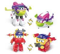 Super Wings Transformable Toys 2PCS Curie & Runi, 2 in 1 Action Figures, Robot Toys 5 Inch High, Transformable Aeronautical Toys for Boys and Girls Over 3 Years