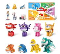 Super Wings Transforming Children's Toy 14 Pack 2 Inch Airplane Toy with Robot Toy 4 Pieces Dinosaur Toy 4 Pieces with Pokeable Surprise Gift Box for Boys and Girls from 3 Years