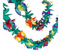 Super Z Outlet 9 Foot Paper Garland Tropical Hibiscus Decorations, Multicolored Tissue Flower Leaves Banner for Luau Party, Birthday, Hawaiian Theme