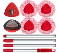 SuperAbound 4 Pack Mop Heads for Vileda Turbo, Chenille Refill with 1 Updated Full Bristle Brush, 1 Handle and 1 Base for Floors, Cars, Motorhomes