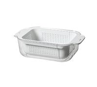 SuperAuriga Over The Sink Colander Strainer Basket, Foldable Strainer & Expandable Colander for Washing Veggies/Fruits, Draining Pasta Spaghetti, Food-Grade Silicone Frame (White)