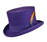 Superb 100% Wool Hand Made Wedding Event Satin Lined TOP HAT Purple