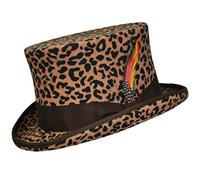 Superb 100% Wool Hand Made Wedding Event Satin Lined TOP HAT (Small, Leopard)
