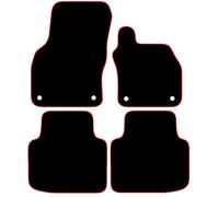 Superb 2015 Onwards 4 Piece Set With 4 Clips Car Mats UK-Made Tailored Fit Carpet Floor Mats Full Coverage Compatible Accessory Red Trim