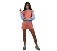 Superb Be Happy RSC-S2102 Womens short long-sleeved round neck sweatshirt - Pink Cotton - Size Medium