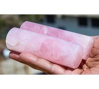 Superb Duos Set Hand Polished Pink Rose Quartz Crystal Cylinder Shape Stick Wands Massage Healing Practices, Reiki Unique Agate Gifts, Stress Relief Massager (100MM Length)