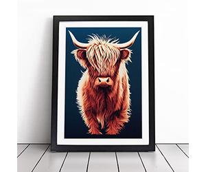 Superb Highland Cow Framed Wall Art Print A2 Black | Ready to Hang, Satin Fine Art Paper, Fade-Resistant Inks, Acrylic Glazing, Securely Packaged, Made in the UK