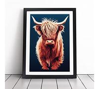 Superb Highland Cow | Framed Wall Art Print | Modern Home Decor Picture | Ready to Hang Artwork for Living Room, Bedroom, Kitchen or Office | Multiple Sizes