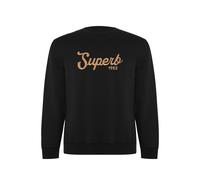 Superb Mens New Vintage SPRBSU-001 unisex long-sleeved round neck sweatshirt - Black Cotton - Size X-Small