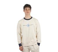 Superb Mens Sudadera Crew BeHappy Sweatshirt - Beige Cotton - Size Small