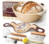 SuperBaking Banneton Bread Making Basket Set with Silicone Strap for Dough, 9 Inch Chip-Free Proofing Basket, Non-Stick Dutch Oven Liner, Sourdough Starter Kit