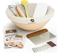 Superbaking Banneton Proofing Basket Set, Round 9" Sourdough Basket for Bread Making Tools, Artisan Baking Supplies Kit, Gifts for Bakers