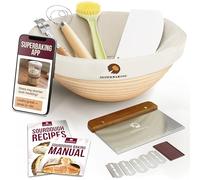 Superbaking Banneton Bread Proofing Basket Set, Round 9" Sourdough Proofing Basket for Bread Making Tools Supplies, Banneton Basket Sourdough Bread Baking Supplies, Artisan Bread Kit, Gifts for Bakers