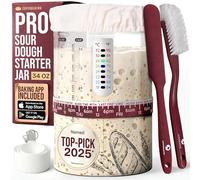 Superbaking Sourdough Starter Jar, Beginner Friendly Sourdough Starter Kit with 34oz Wide Mouth Glass Jar, Sour Dough Container with Guide & Recipes, Sourdough Bread Baking Gift, Sourdough Jar, Crock