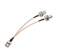 Superbat BNC Male to Dual Female Coaxial Cable Splitter 2 Way 50ohm RG316 V-Type Coax Splitter Cable for Camera Antenna Radio Scanner