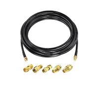 Superbat SMA RG58 WiFi Antenna Extension Cable 5m Male to Female 50ohm Coax Cable with 5Pcs Adapters for 2G/3G/4G/5G LTE Antenna, Wireless Router, Gateway Modem, Security Camera, Ham Radio
