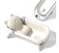 SUPERBE BEBE Foldable Baby Bath with Non-Slip Bath Cushion/Bath with Thermometer for Water Temperature Control/from Birth to 3 Years