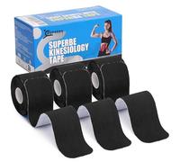 Superbe Precut Kinesiology Tapes (3 Rolls Pack), Sports Tape Muscle Tape for Pain Relief, Muscle Support, Recovery and Physio Therapy (Black)