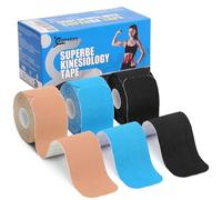 Superbe Precut Kinesiology Tapes (3 Rolls Pack), Sports Tape Muscle Tape for Pain Relief, Muscle Support, Recovery and Physio Therapy (Mix)