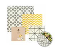SuperBee Beeswax Wrap 3-Piece Set | Reusable Food Wrap for Vegetables, Cheese, Bowls, and Sandwiches | Classical Pattern Sustainable Wax Paper