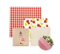 SUPERBEE Beeswax Wrap for Food, Set of 3 Bees Wax Wraps, Reusable Bees Wrap Paper for Wrapping Vegetables, Cheese Paper, Bowl Covers and Sandwich Wrapping Paper, Beeswax Food Wraps Size S/M/L