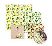 SuperBee Beeswax Wraps Set of 3 - Reusable Food Wraps, S/M/L - Fruit