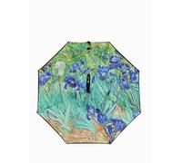 Superbia Auto Opening Double Layer Folding Inverted Umbrella, Self Stand Upside-down Rain Protection Car Reverse Umbrellas with C-shaped Handle Big Straight Umbrella (Irises)