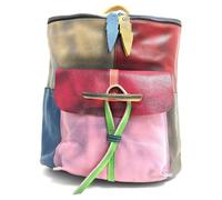 Superbia Ladies Luxury Cowhide Real Leather Patchwork Backpack, Multicolour, Medium Large, Retro Style
